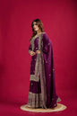 Teeya Creation Violet Color Chinnon Silk Heavy Embroidery Work Fully Stitched Sharara Suit