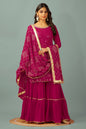 Teeya Creation Rani Color Faux Georgette Heavy Embroidery Work Fully Stitched Sharara Suit