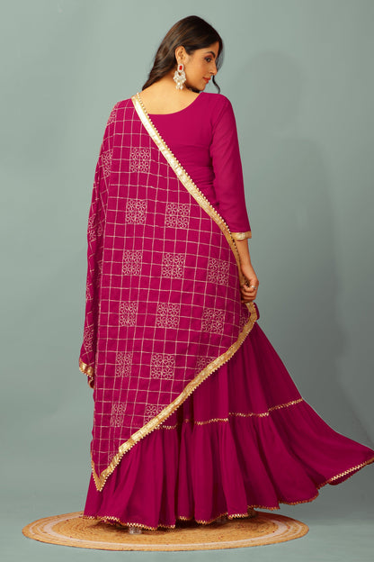 Teeya Creation Rani Color Faux Georgette Heavy Embroidery Work Fully Stitched Sharara Suit