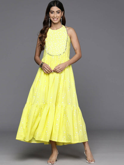 Ahalyaa Women's Traditional wear Dress - Yellow
