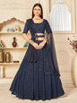 Myra Navy Blue Georgette Embroidered Lehenga