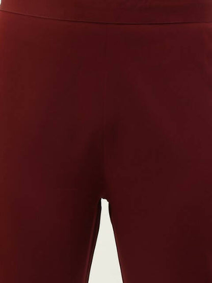 FIORRA Women's Maroon Poly Crepe Straight Kurta Pant With Dupatta