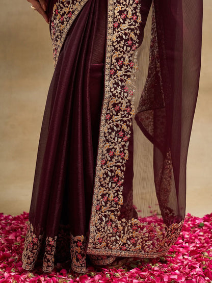 kasee Solid Embroidered Saree