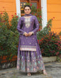 Lehenga Mart Designer Chinon Sharara Suit With Sequence Embroidered Work - Purple