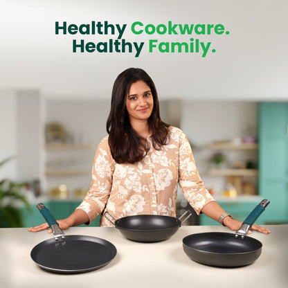 The Indus Valley 100% Pure Iron Cookware Set: Kadai+ Tawa+ Fry Pan, Toxin-free Sheet Iron, Pre-seasoned, Induction & Gas, Kitchen Set for Home, Tadka Pan