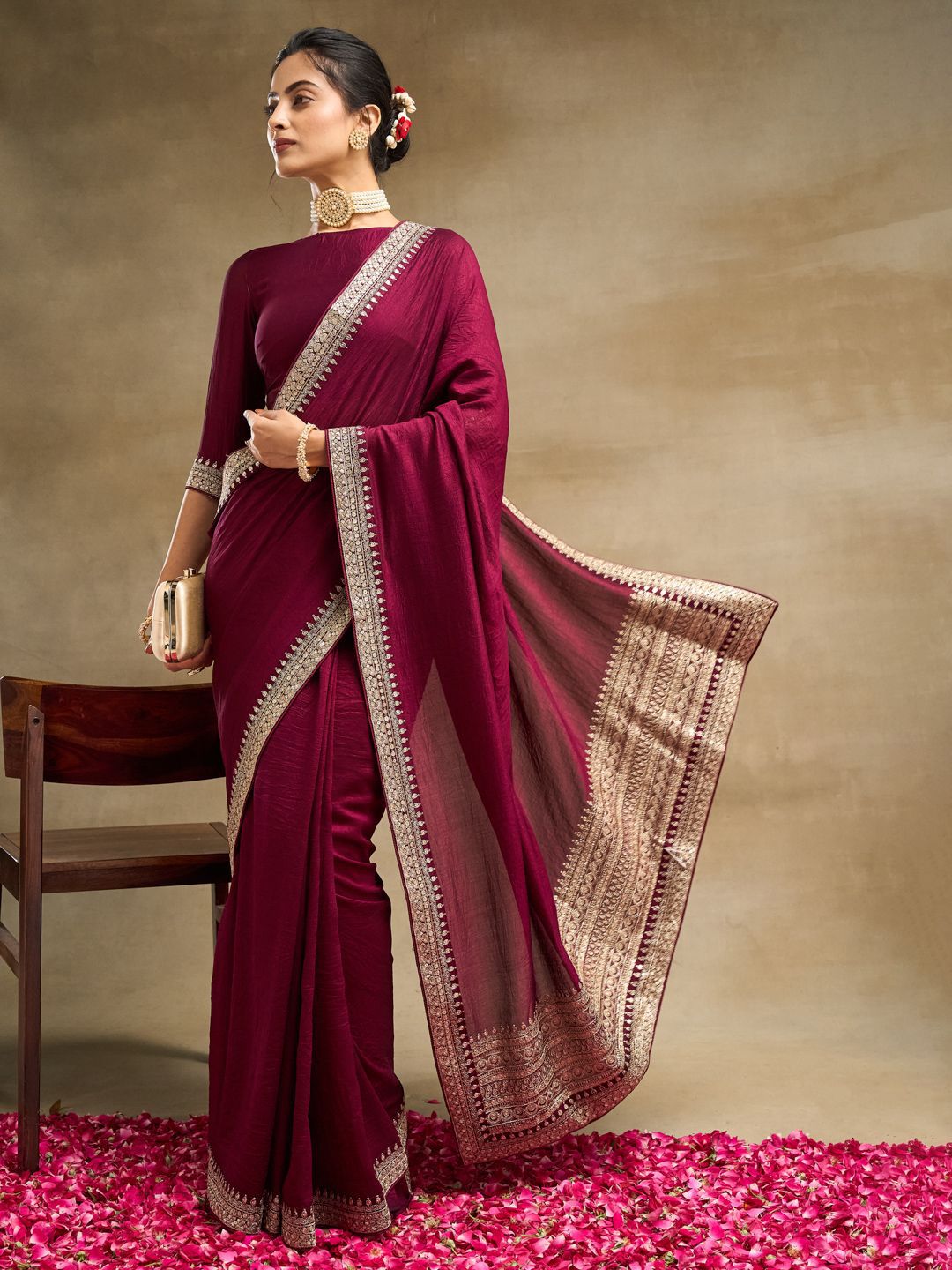kasee Embroidered Pure Silk Saree