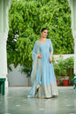 Lorenvalley Fashion Skyblue Faux Georgette with Embroidered work Anarkali Gown with Dupatta