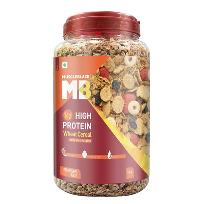 MuscleBlaze 16g High Protein Wheat Cereal - Strawberry Blast