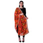 SWI Stylish Women's Embroidered Phulkari Chiffon Red Dupatta