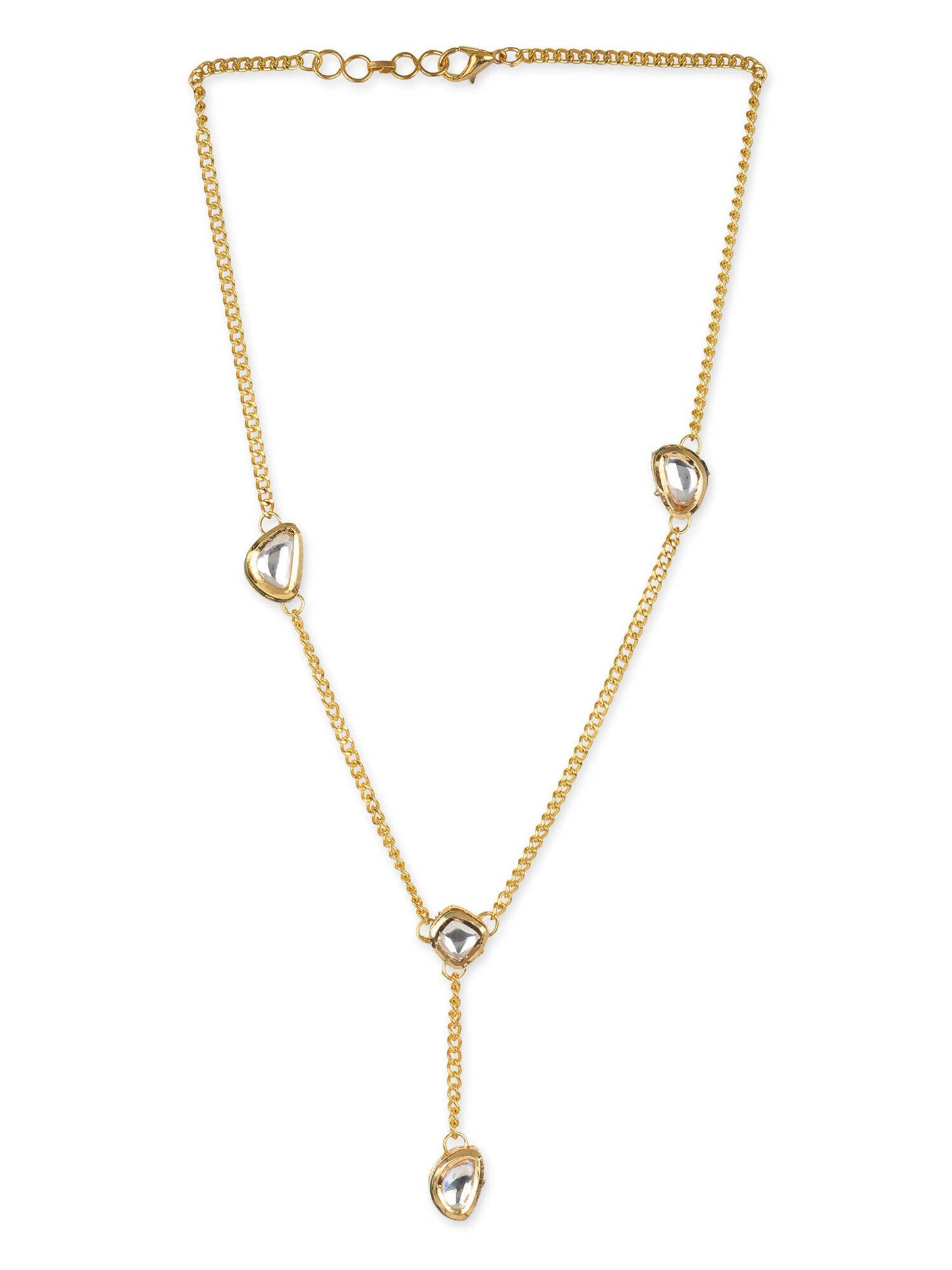 Gold-Toned White Brass Gold-Polished Necklace - Ruby Raang