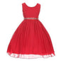 Asmaani Baby Girl's Red Color Satin Knee Length Frock (AS-DRESS-22041)