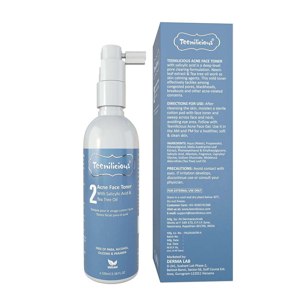 Teenilicious Acne Toner For Face With 0.5% Salicylic Acid & Natural Tea Tree Oil