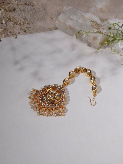 Kundan Maang Tikka (Gold) - Ruby Raang