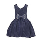 Asmaani Baby Girl's Navy Blue Color Satin Knee Length Frock (AS-DRESS-22015)