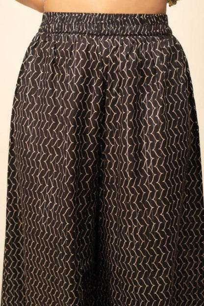 FIORRA Women's Black Lurex Cotton Straight Kurta Pant With Dupatta