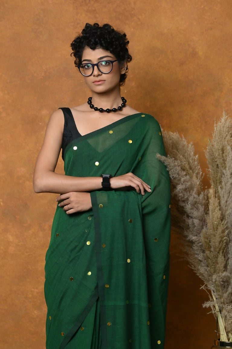 Very Much Indian Pure Mul Cotton Handloom Saree - Green