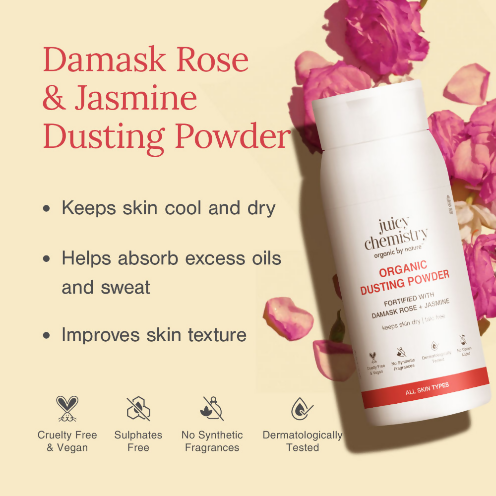 Juicy Chemistry Organic Dusting Powder Fortified With Damask Rose & Jasmine