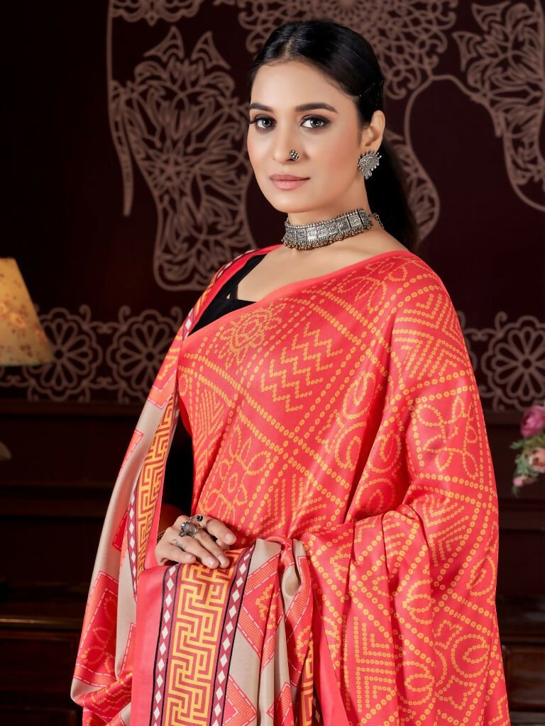 Aayaa Designer Winter Collection Printed Saree With Shawl - Multi Color