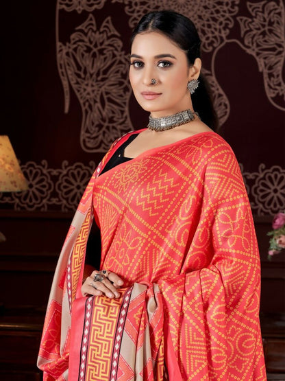 Aayaa Designer Winter Collection Printed Saree With Shawl - Multi Color