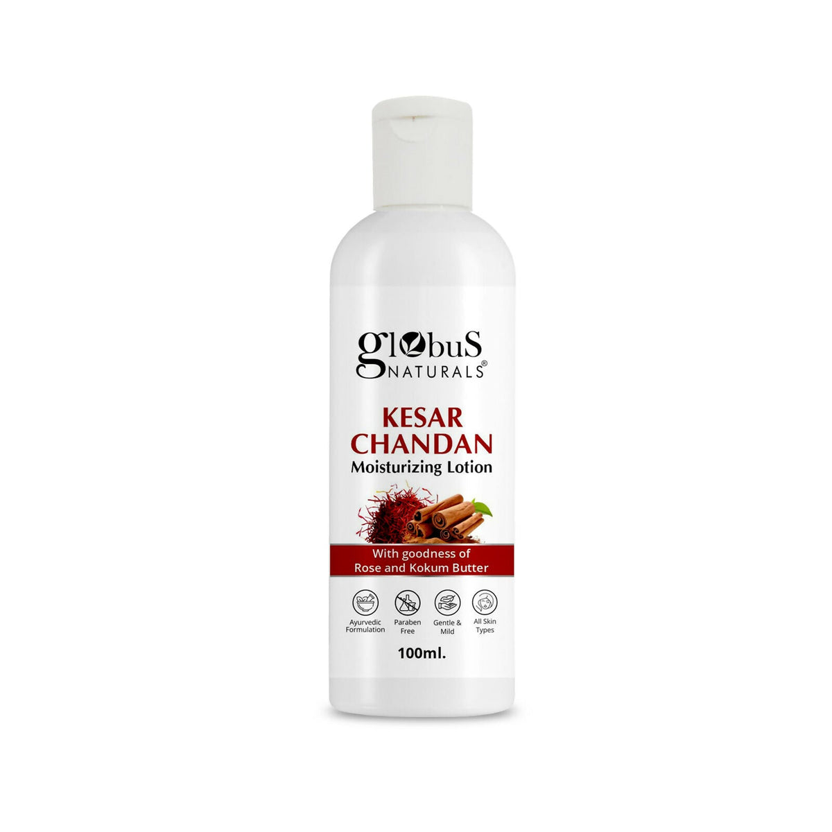 Globus Naturals Kesar Chandan Moisturizing Body Lotion For Silky Soft, Smooth, Radiant Skin, All Skin Types