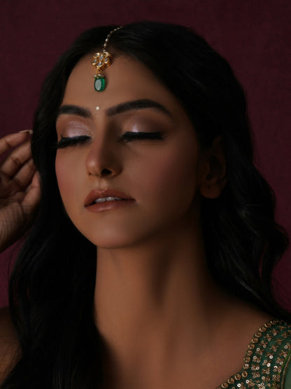 Kundan Maang Tikka (Gold) - Ruby Raang