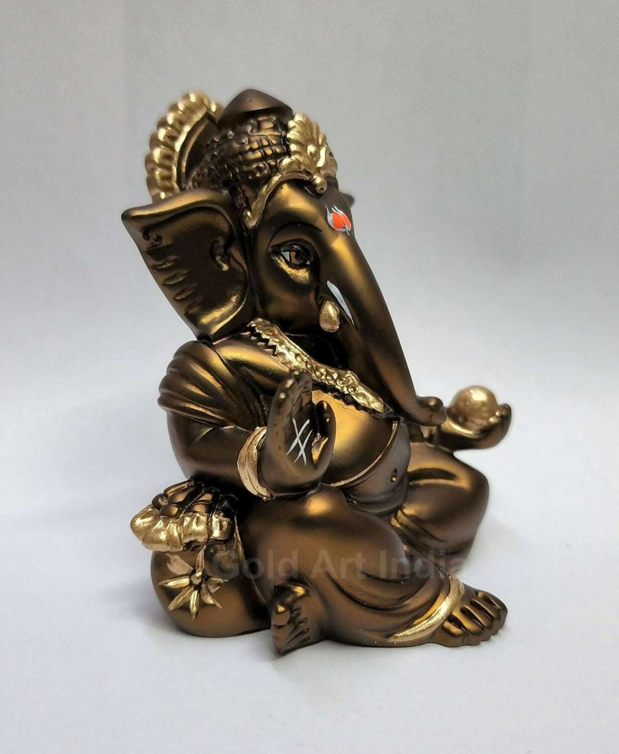Gold Art India Gaddi Ganesh Idol For Car Dashboard