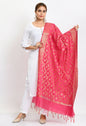 Mominos Fashion Moeza Women's Banarsi Silk Floral Woven Design Pink Dupatta