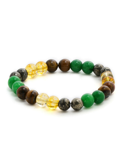 Red Carnelian, Lapis Lazuli, Amethyst, Yellow Citrine Crystal and Green Avanturine Multicoloured Cyrstal Beads bracelet - Ruby Raang