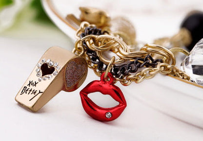 Gold-Polished Alloy Classy Beaded Charm Bracelet - The Pari