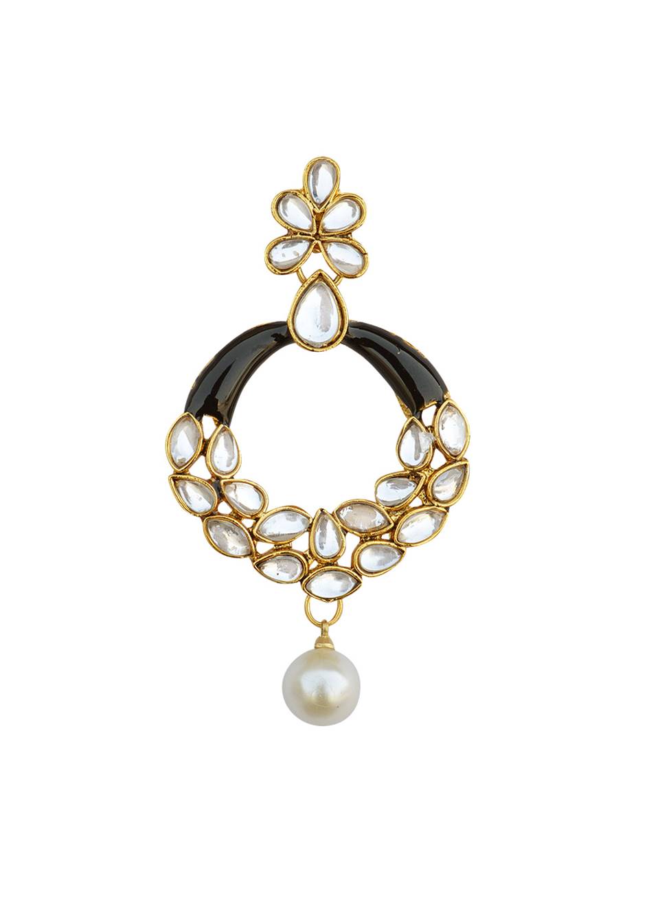 Gold-Polished Alloy Black Enamel Ethnic Earrings - The Pari