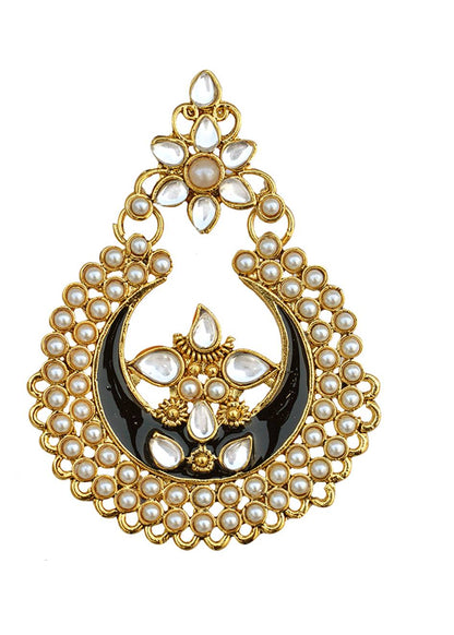Gold-Polished Alloy Black Enamel Ethnic Earrings - The Pari