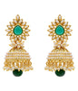 Gold-Polished Alloy Pearl Studded Jhumka Earrings - The Pari