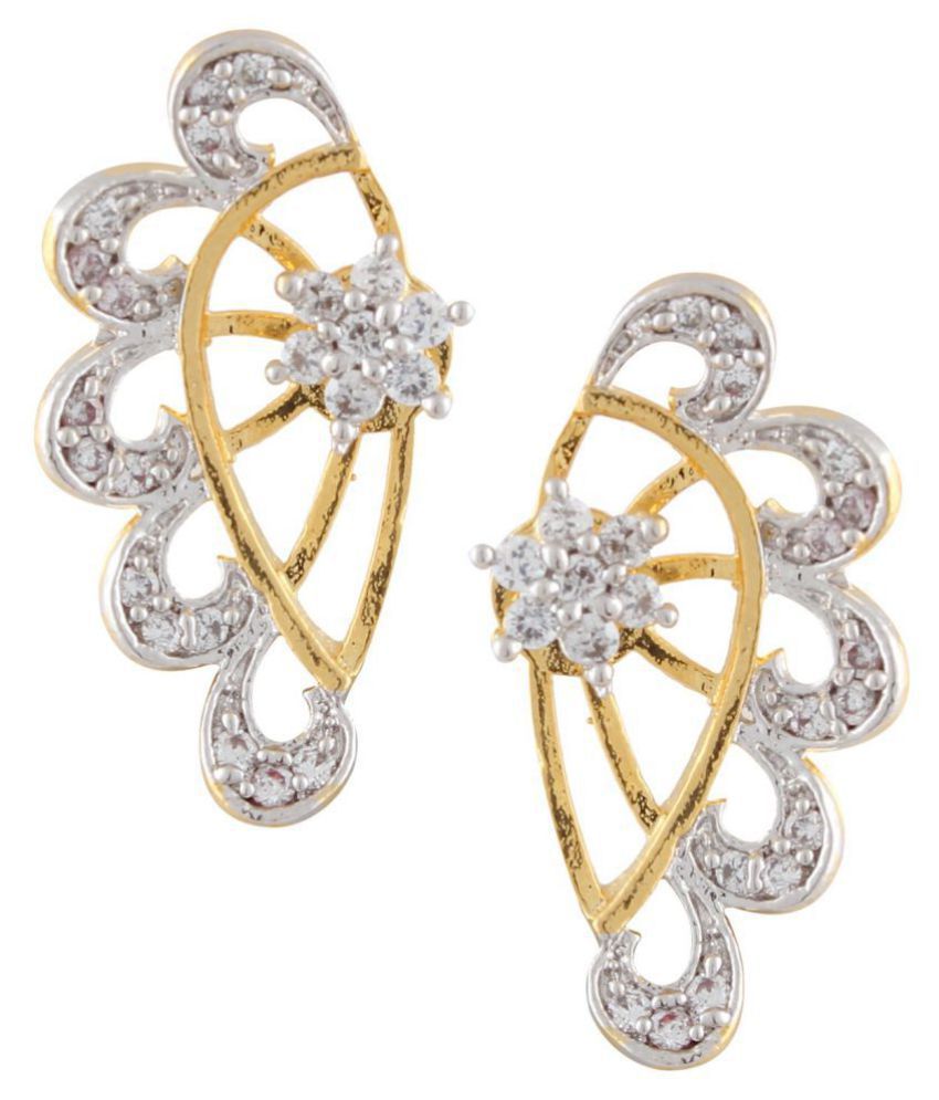 Gold-Polished Alloy American Diamond Small Earrcuff - The Pari