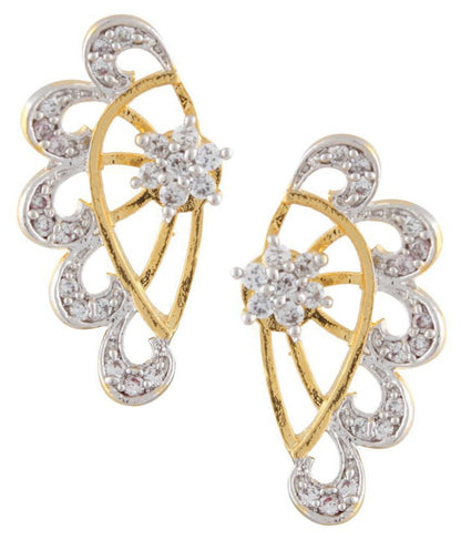 Gold-Polished Alloy American Diamond Small Earrcuff - The Pari