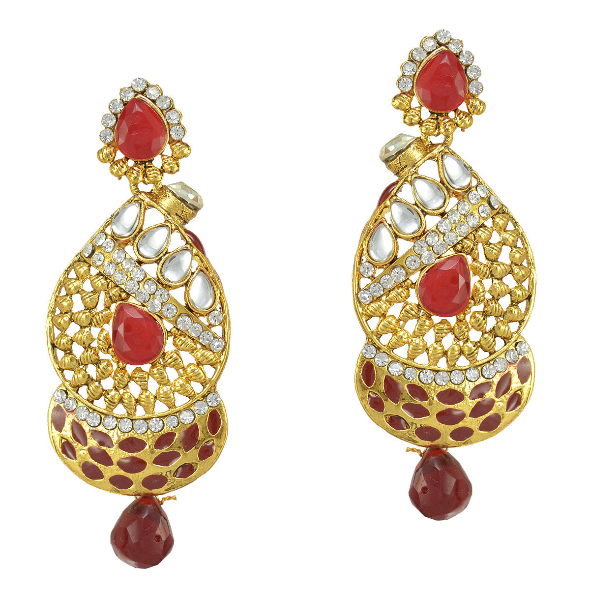 Gold-Polished Alloy Traditional Look Pearl Studded Earrings - The Pari