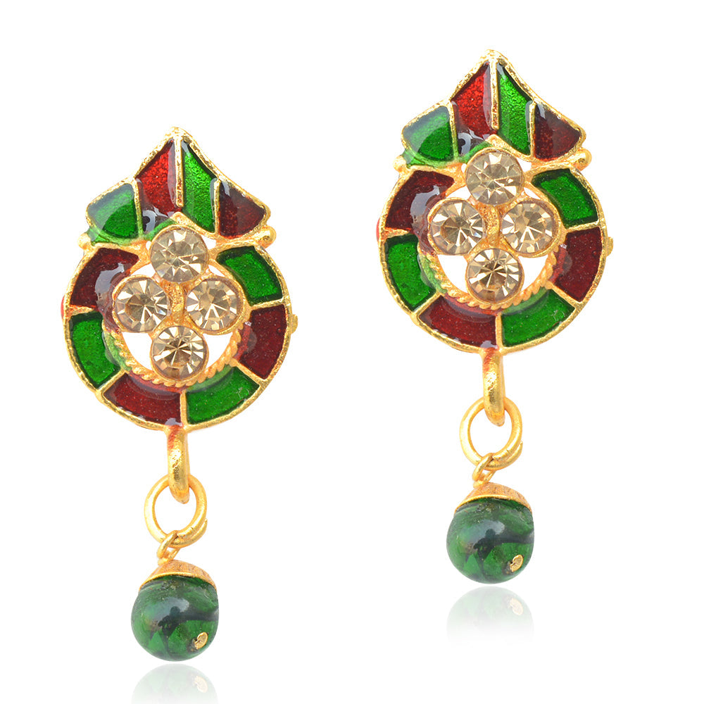 Gold-Polished Alloy Enamel Stud Earrings - The Pari