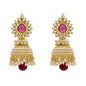 Gold-Polished Alloy Pearl Studded Jhumka Earrings - The Pari