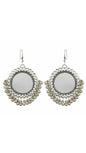 Silver-Plated Alloy Oxidised Designer Mirror Earrings - The Pari