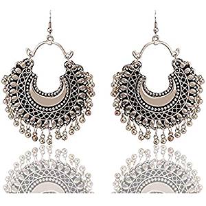 Silver-Plated Alloy Oxidised Designer Earrings - The Pari