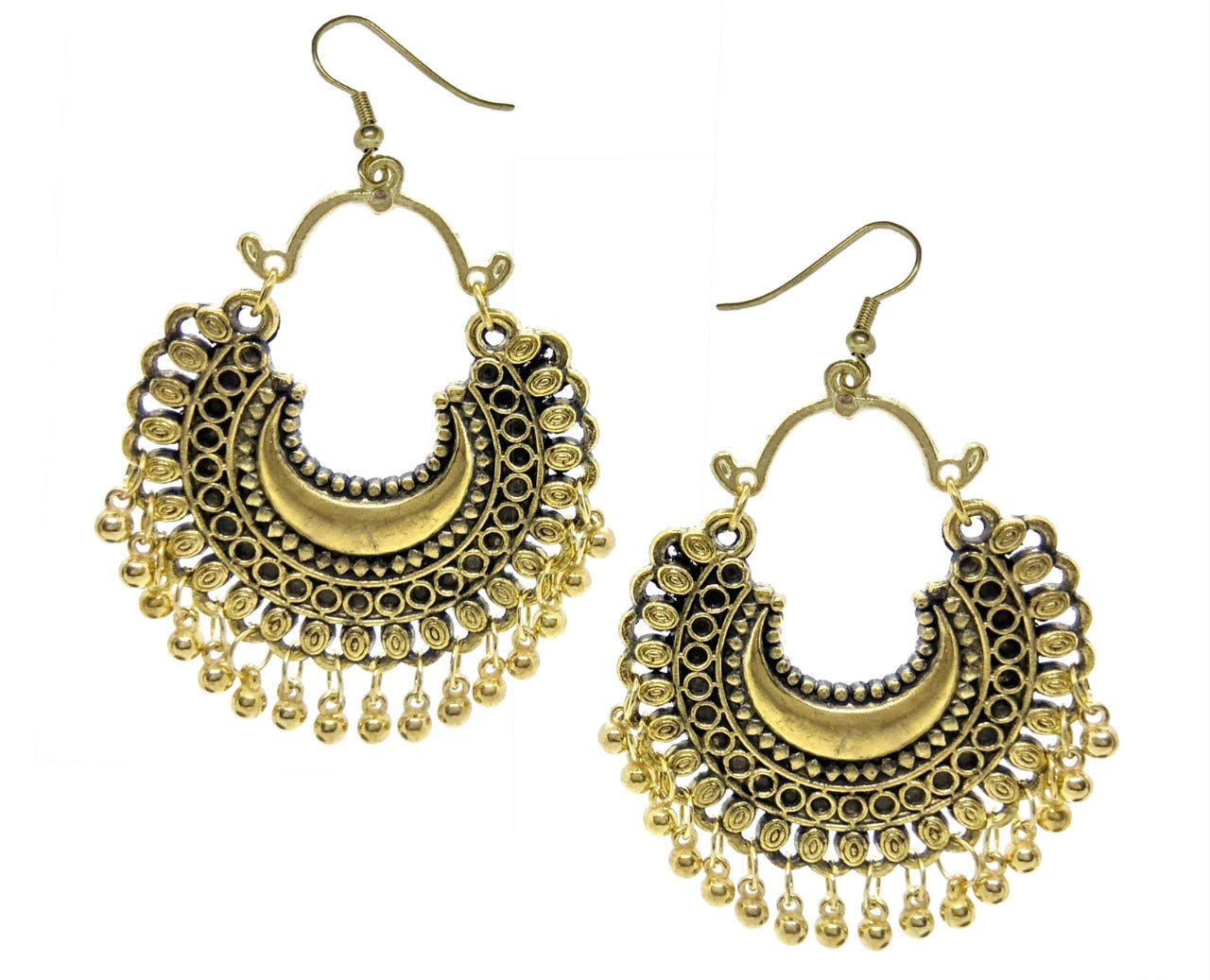 Gold-Polished Alloy Oxidised Designer Earrings - The Pari