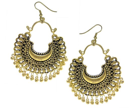 Gold-Polished Alloy Oxidised Designer Earrings - The Pari