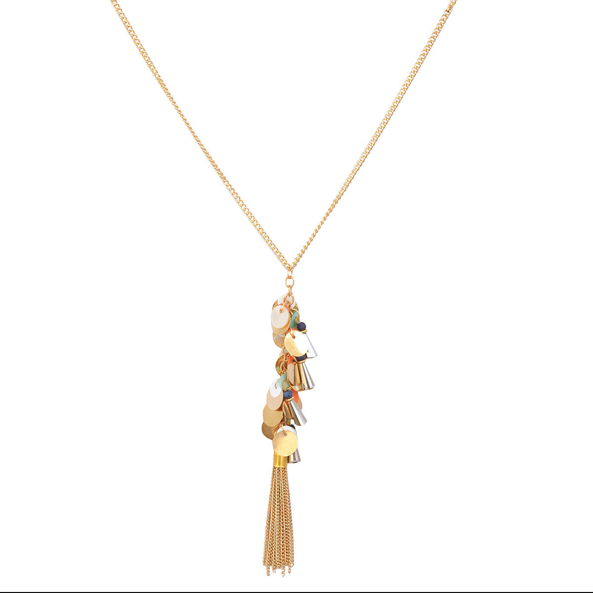 Gold-Polished Alloy Long Multi Chain Necklace - The Pari