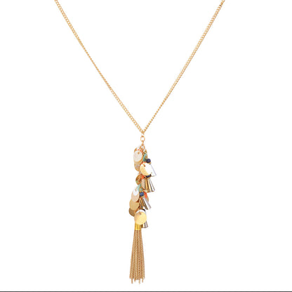 Gold-Polished Alloy Long Multi Chain Necklace - The Pari