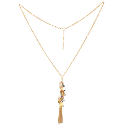 Gold-Polished Alloy Long Multi Chain Necklace - The Pari