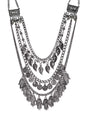 Silver-Plated Alloy Multi Layer Silver Oxidised Necklace - The Pari