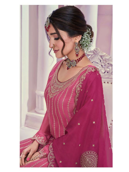 Vastranavya Exquisite Pink Heavy Chinon with Embroidered & Sequins Work Salwar Suits