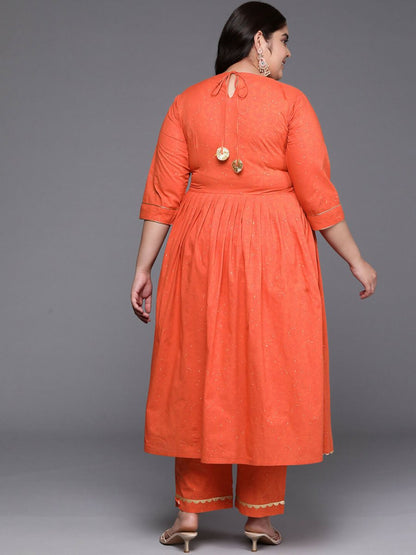 Ahalyaa Women's Traditional wear Kurta Set - Orange