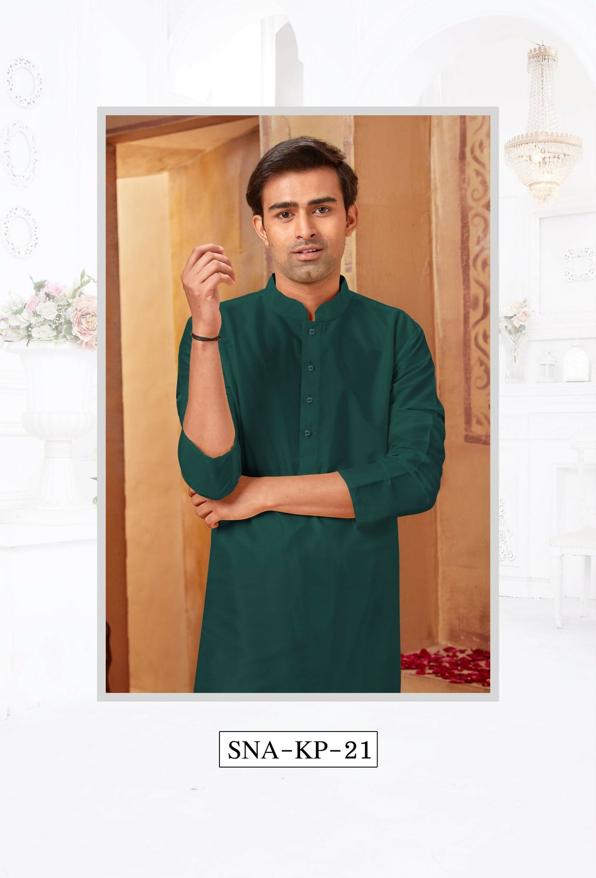 Joban Fashion Bottle Green Art Silk Kurta Pyjama