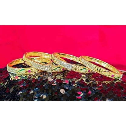 Mominos Fashion Trendy Gold-Polished With American Diamond Bangles