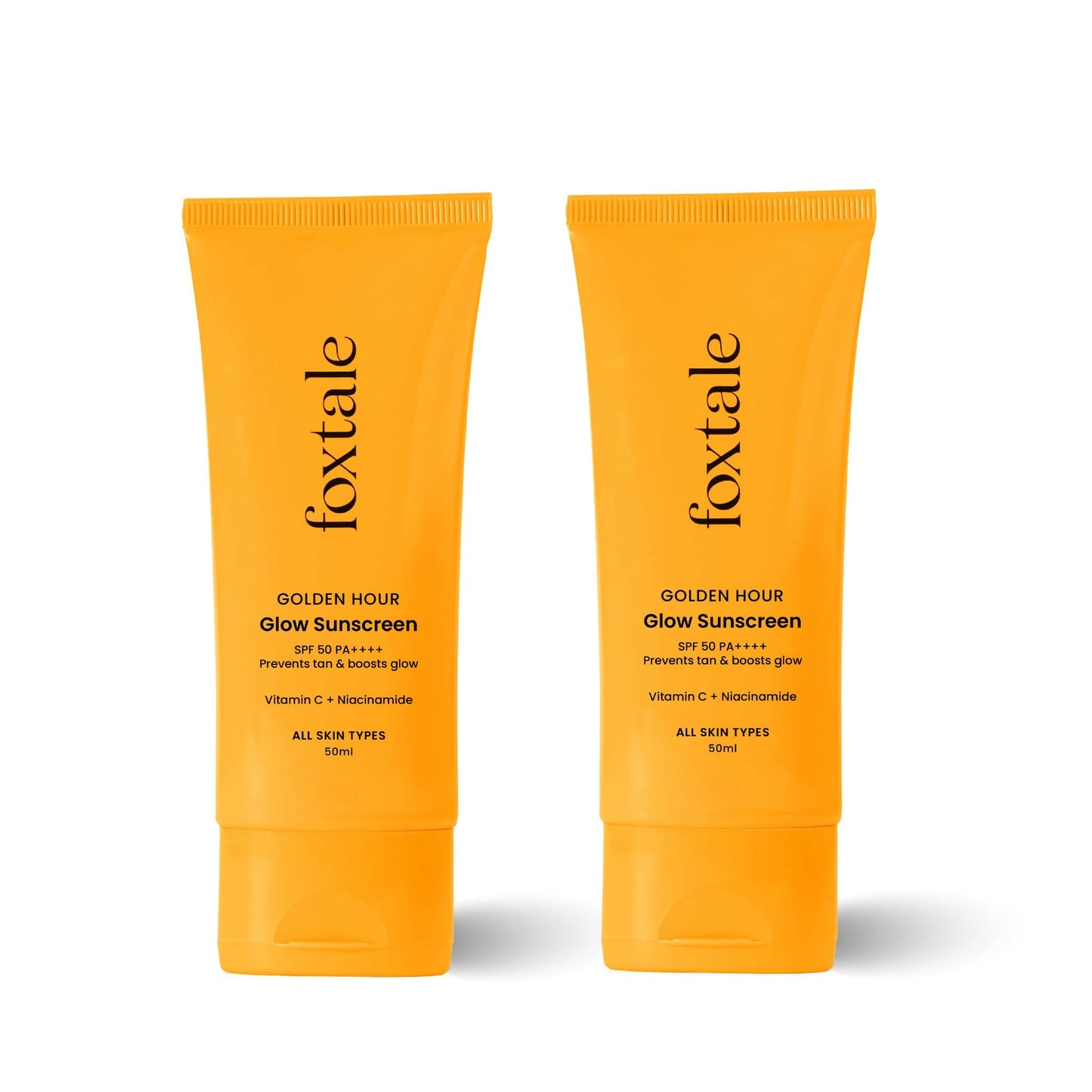 Foxtale Glow Sunscreen SPF 50 PA++++ Lightweight With Vitamin C And Niacinamide For a Dewy Glow, UVA And UVB Filters Prevents Tan